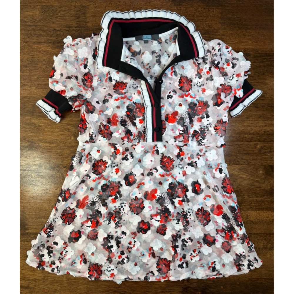 Women's Eva Franco Floral Mini Dress Size 2 White Red